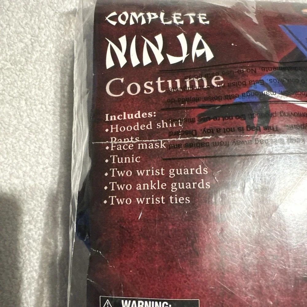 Ninja Halloween Costume‎ 7 Piece Set Boys Size M 8-10 New In Package Complete